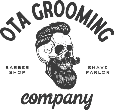 Ota Grooming Company logo: a bearded skull between the words Barber Shop and Shave Parlor